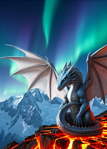 Target: lava and open wings, but the dragon keeps its own colour